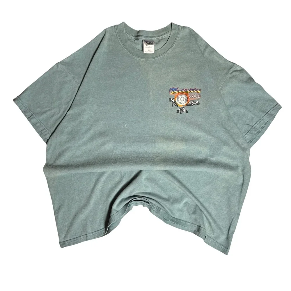 Vintage 2005 Thanksgiving Sand Dunes Buttercup Graphic Tee XXL Teal Grey Gildan